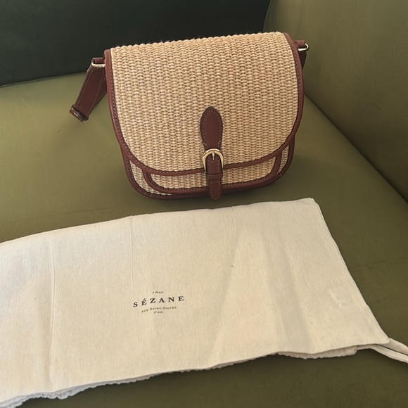 Elegant Tan and Brown Woven Crossbody Bag - Picture 15 of 15